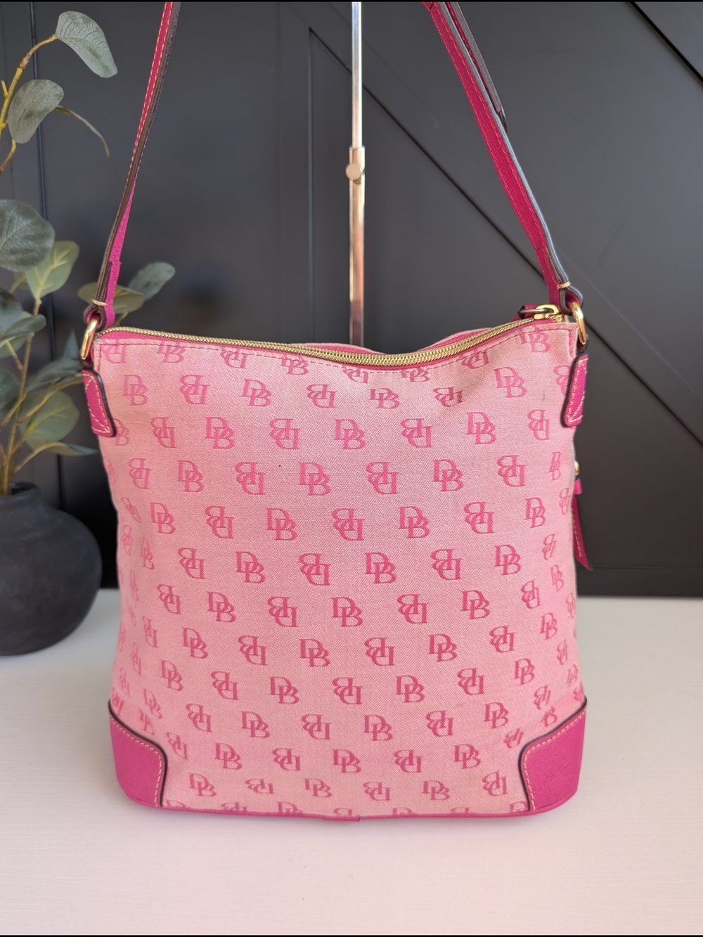 Dooney & Bourke Pink Canvas Shoulder Bag - Picture 5 of 14